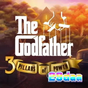 Tampilan layar permainan slot The Godfather 3 Pillars of Power dengan elemen visual bertema mafia.